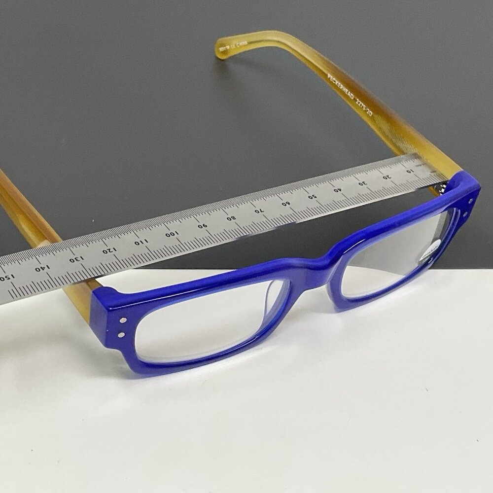 eyebobs Peckerhead Reading Glasses Color 20 - Cobalt Front with Blonde Temples - Picture 12 of 16
